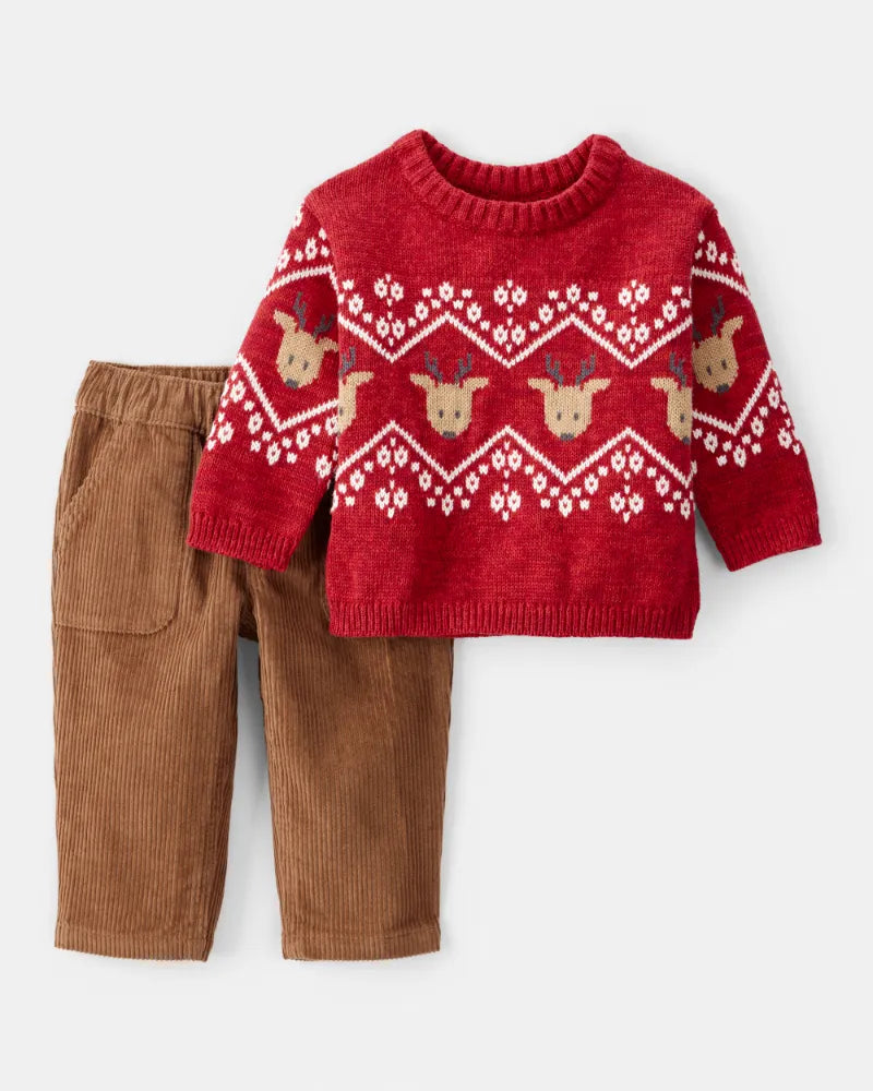 Conjunto De 2 Piezas Con sueter Fair Isle De Navidad Carter's