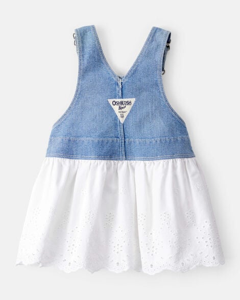 OshKosh B'gosh Vestido tipo jersey de mezclilla con ojales para bebé