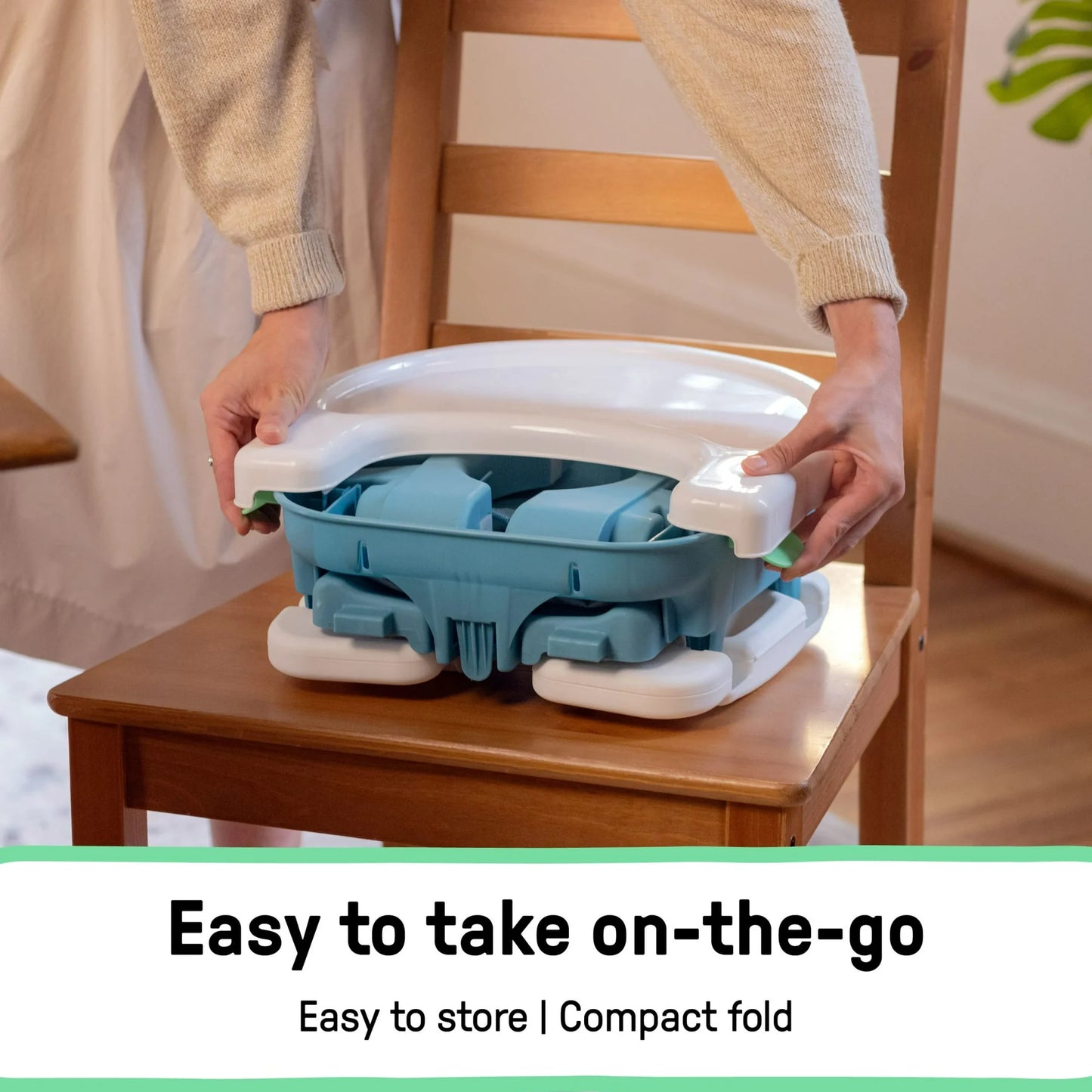 Asiento elevador de confort deluxe de Ingenuity para silla de cocina, pliegue compacto, portátil, ligero, asiento elevador para niño pequeño para mesa de comedor, desde 6 meses hasta 3 años