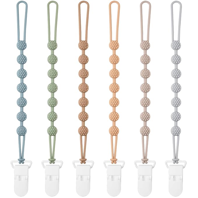 Clip para chupete de bebé, paquete de 6, multicolor