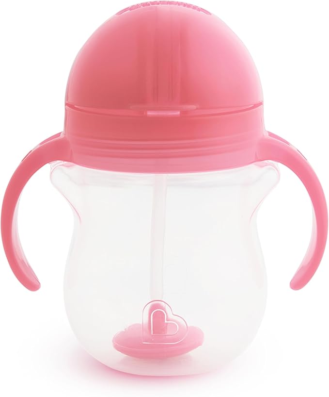 Vaso entrenador con pajita flexible Munchkin Any Angle, 7 oz, rosado