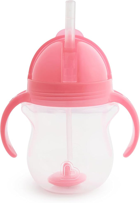 Vaso entrenador con pajita flexible Munchkin Any Angle, 7 oz, rosado