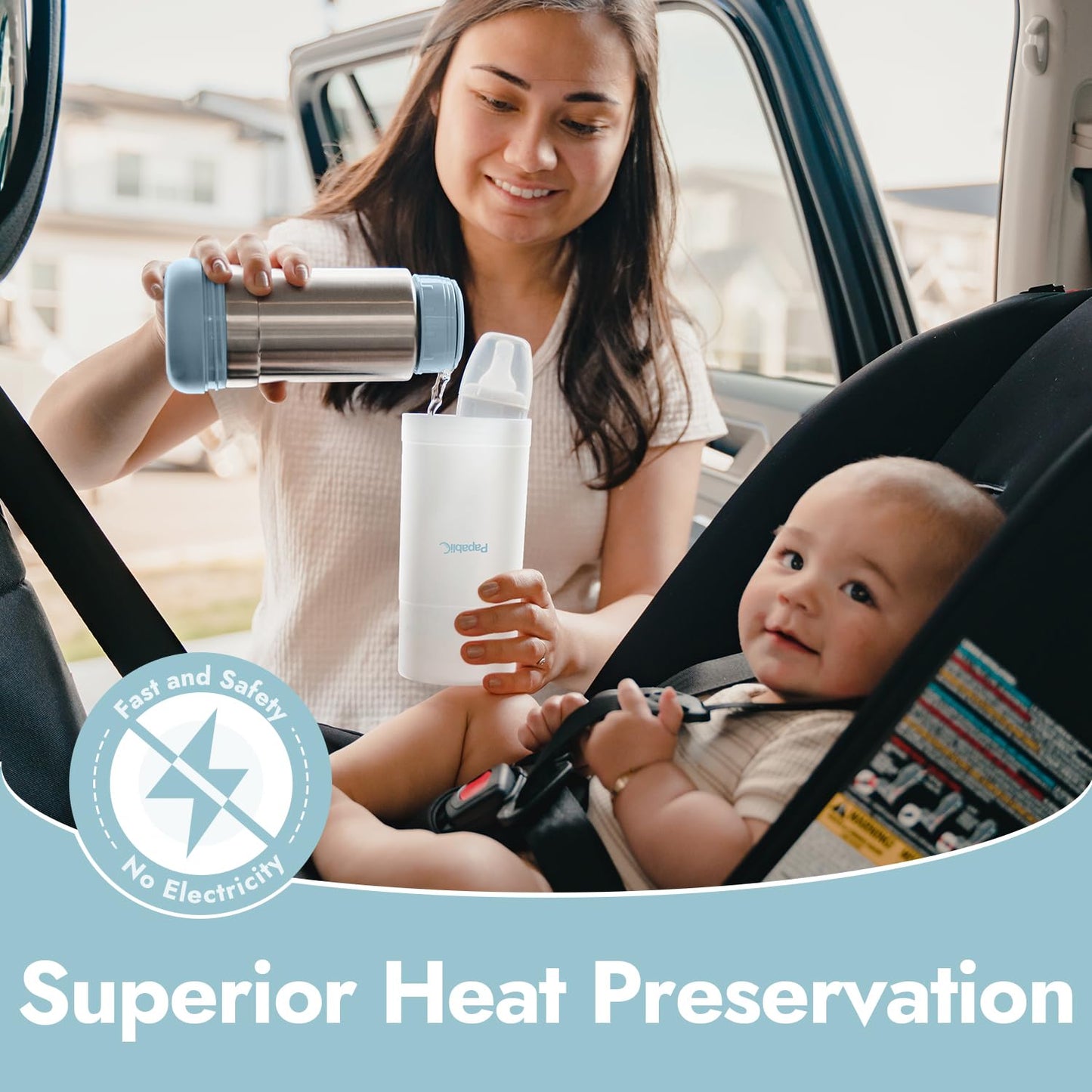 Calentador de biberones portátil Papablic Plus de gran capacidad, 532 ml (18 oz)