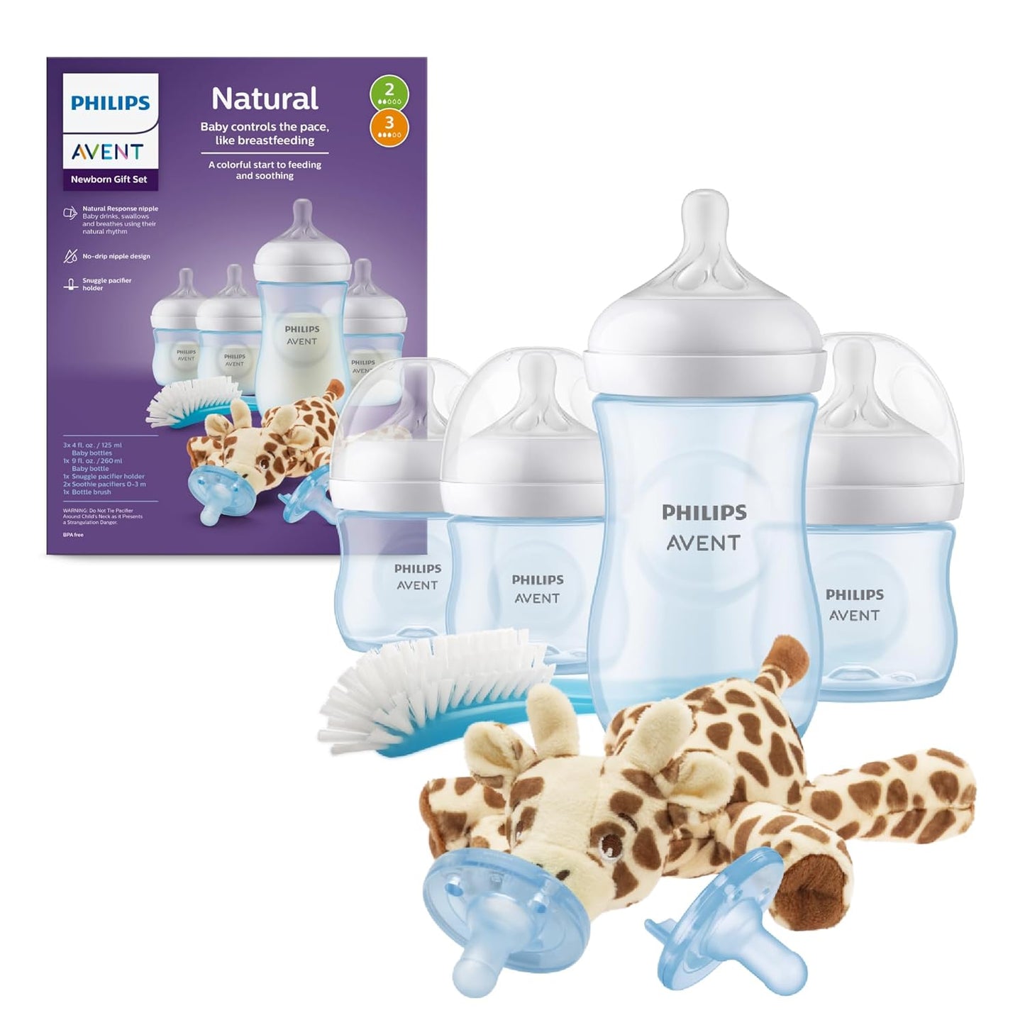 Set de regalo para recién nacidos Biberón Natural Philips Avent, azul