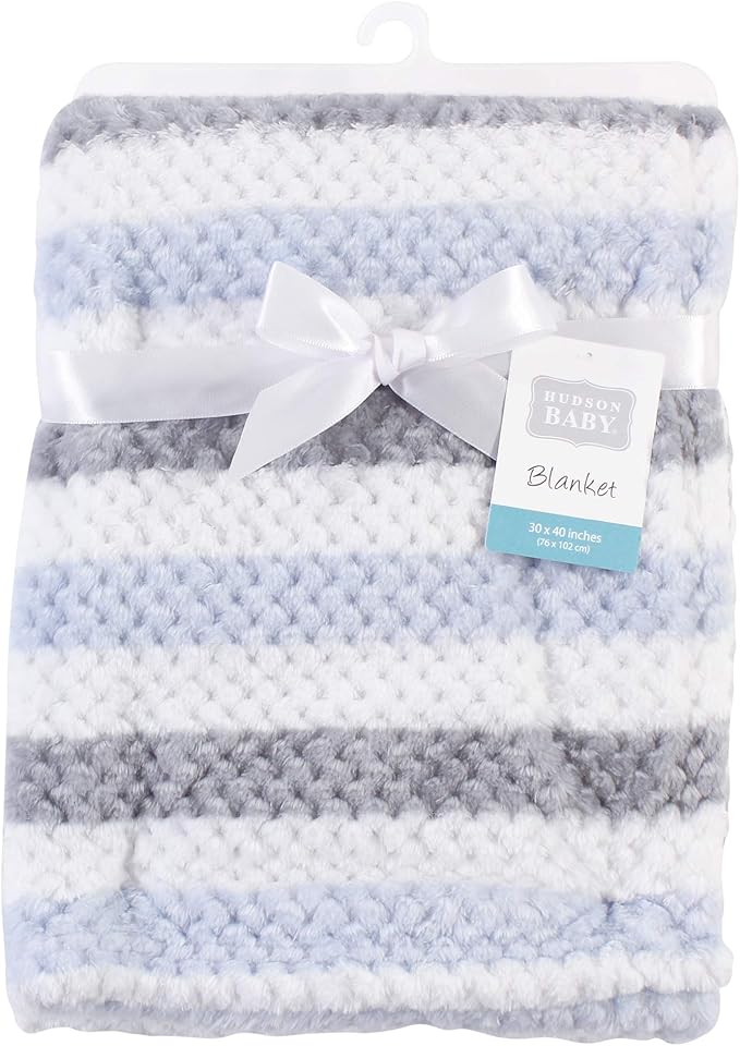 Colcha de felpa para bebé Hudson Baby, a rayas azul