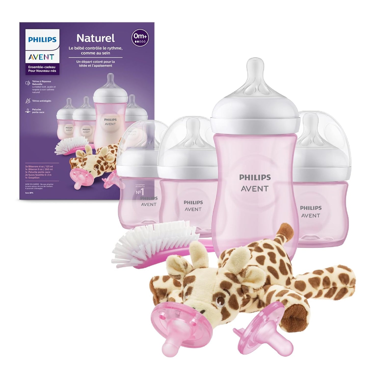 Set de regalo para recién nacidos Biberón Natural Philips Avent, Rosado