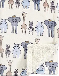 Colcha de felpa y sherpa para bebé, Royal Safari