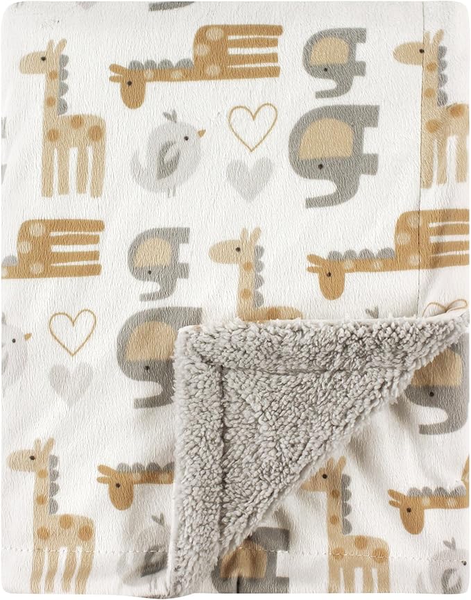 Colcha de felpa y sherpa para bebé, Unisex Safari