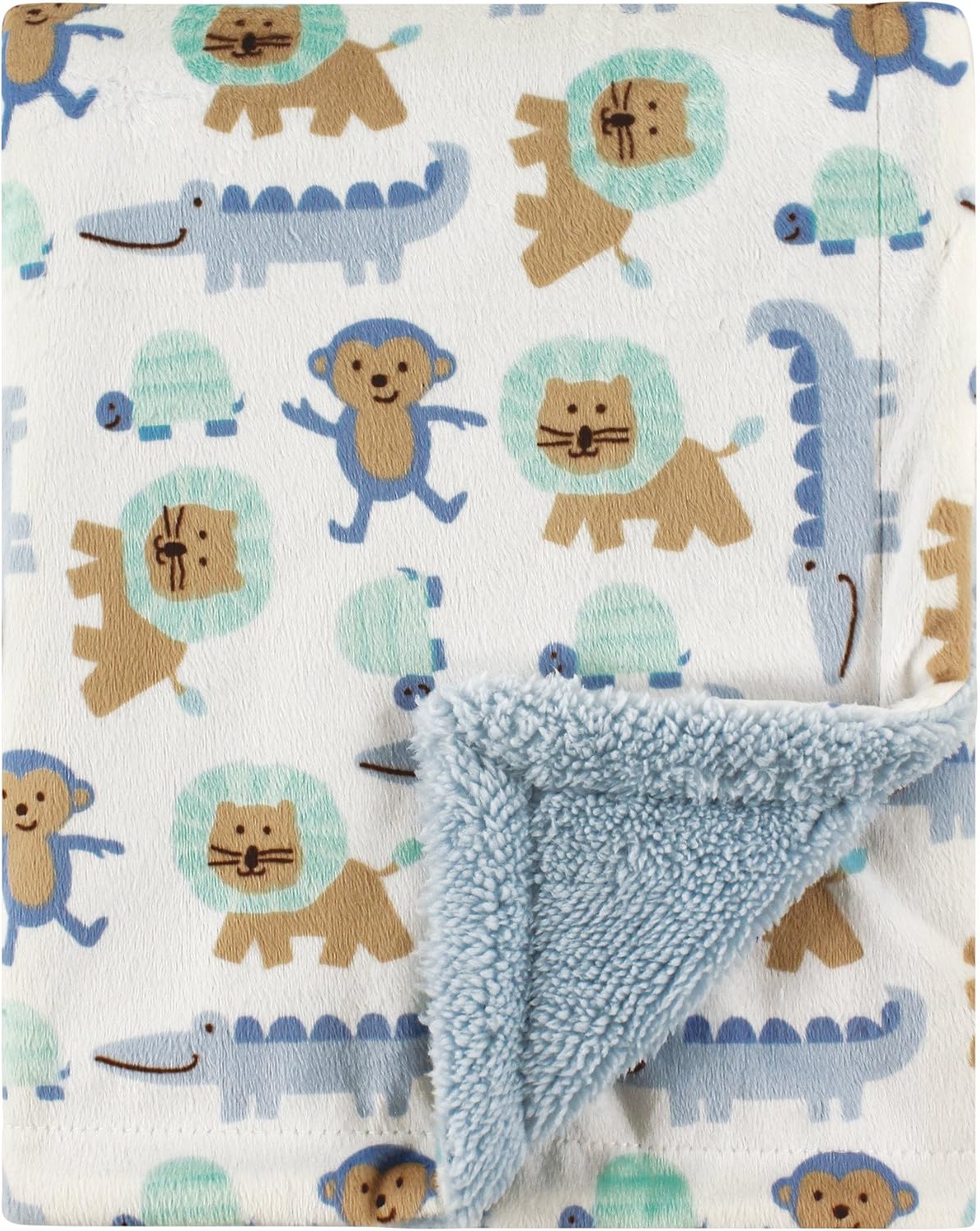 Luvable Friends - Manta afelpada unisex con reverso de sherpa para bebé, diseño de jungla de niño, talla única