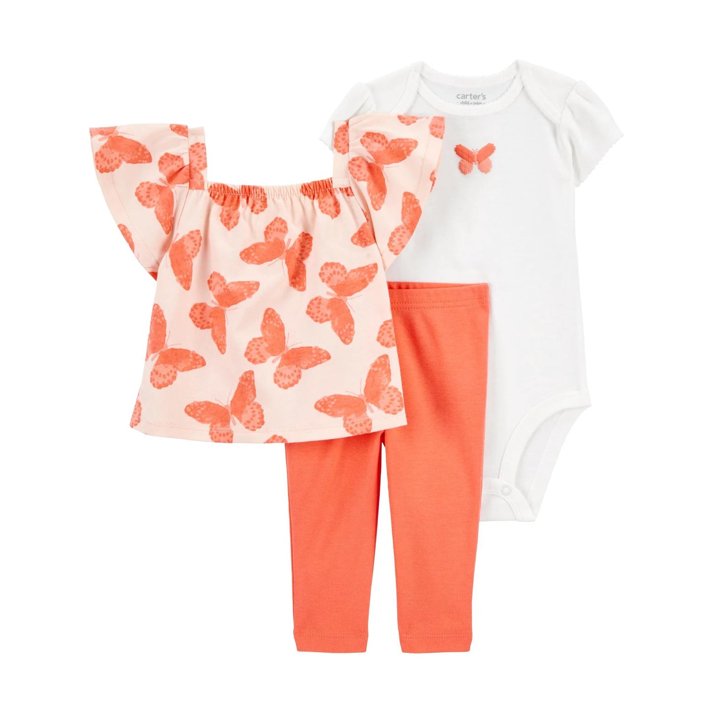 Conjunto de 3 piezas para bebé niña Carter's, Mariposa