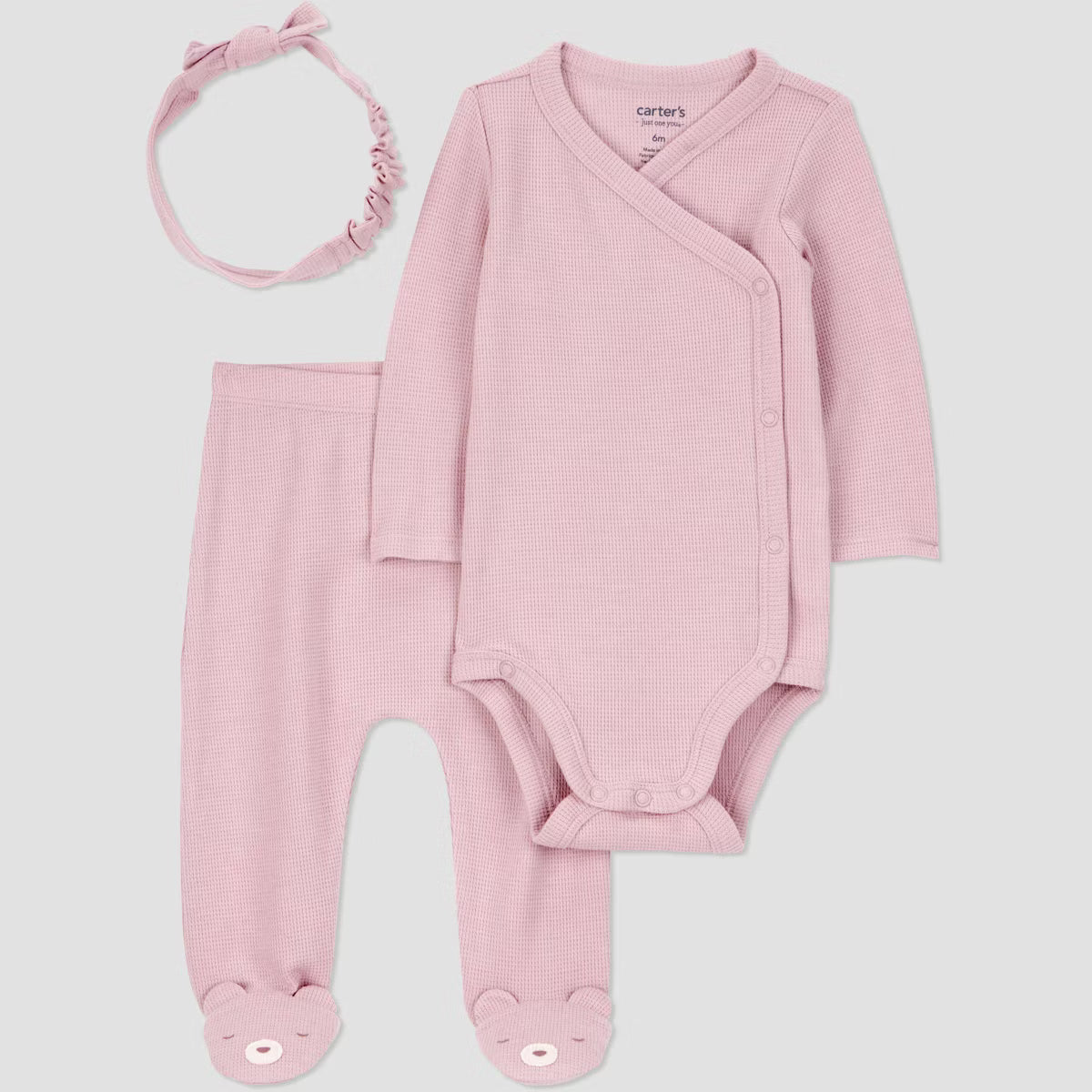 Conjunto de 3 piezas de top y pantalón para bebé niña Carter's - Rosa
