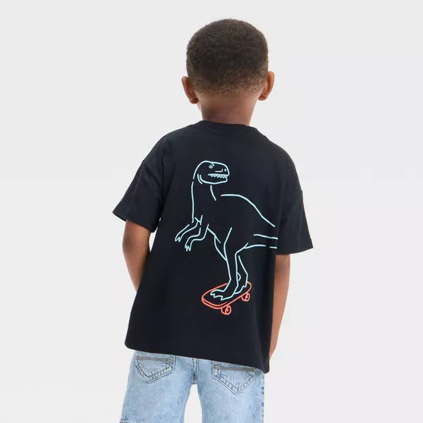 Camiseta de manga corta con diseño de dinosaurio, para niño - Cat & Jack™ negra