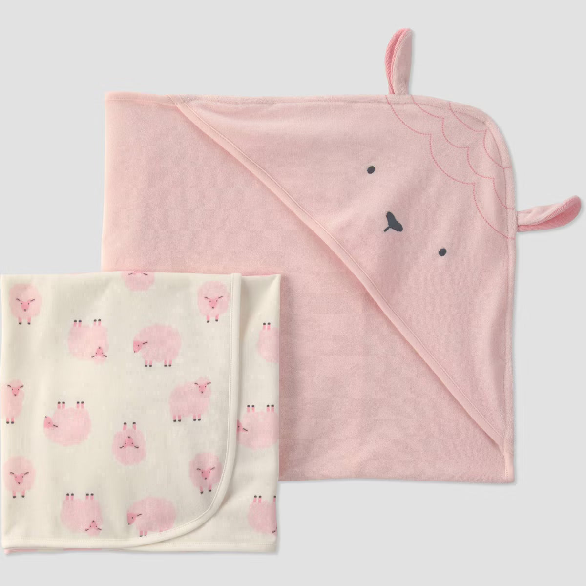 Toalla con capucha para bebé Carter's (paquete de 2) - Corderito rosa