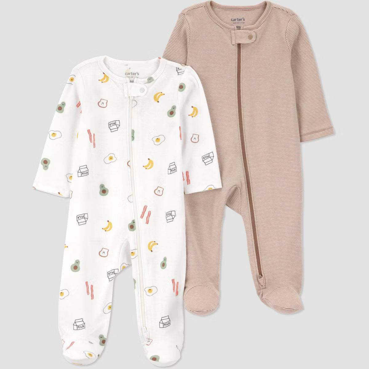 Conjunto de 2 Pijamas Carter's - Desayuno, café a rayas