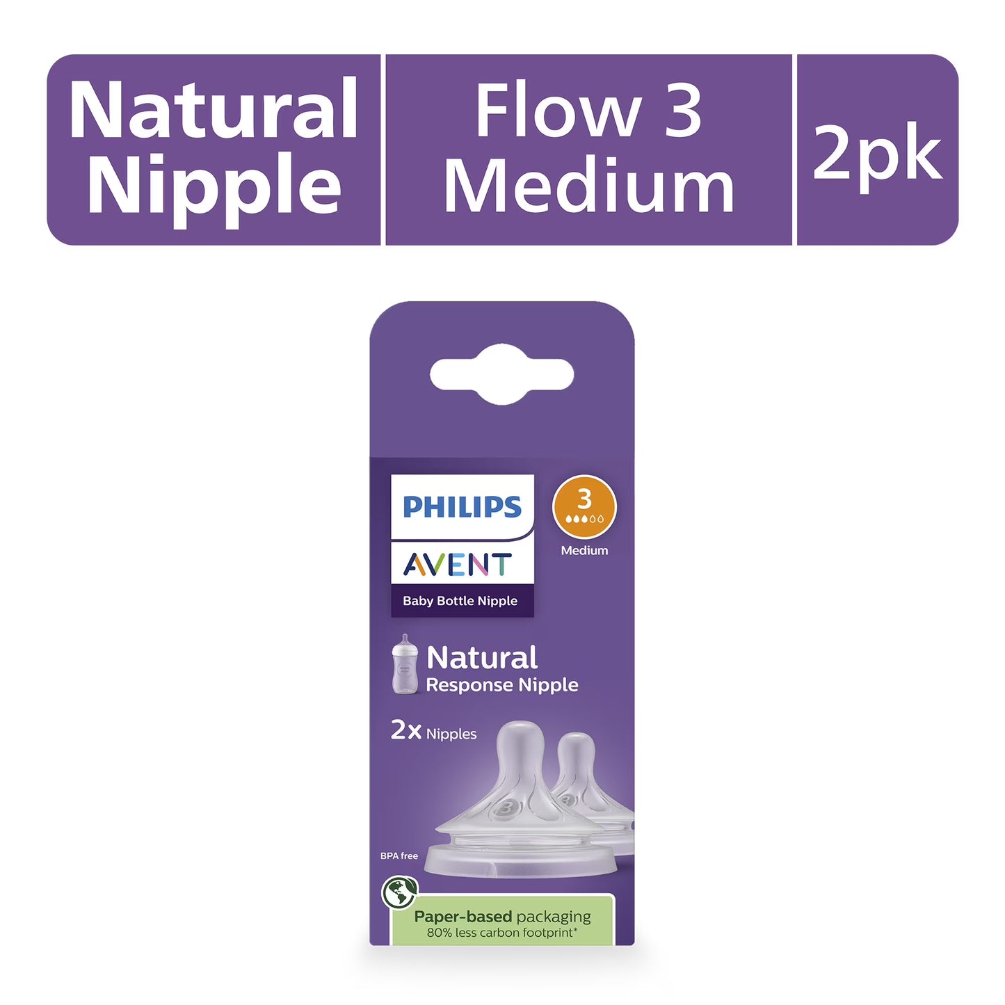 Mamaderas Philips AVENT Natural de flujo medio (paquete de 2)