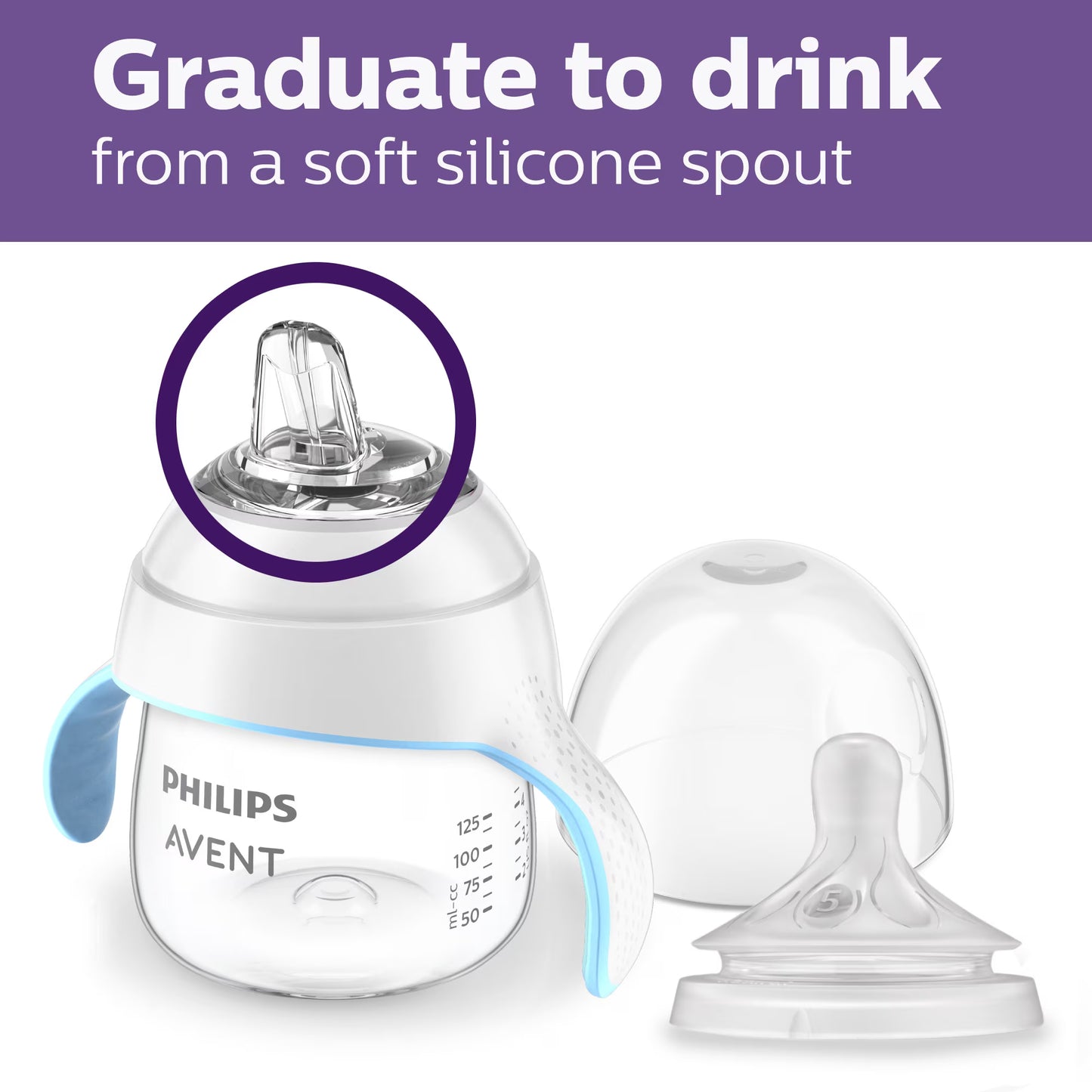 Vaso de aprendizaje Philips Avent Natural Trainer con tetina Natural Response, 5 oz