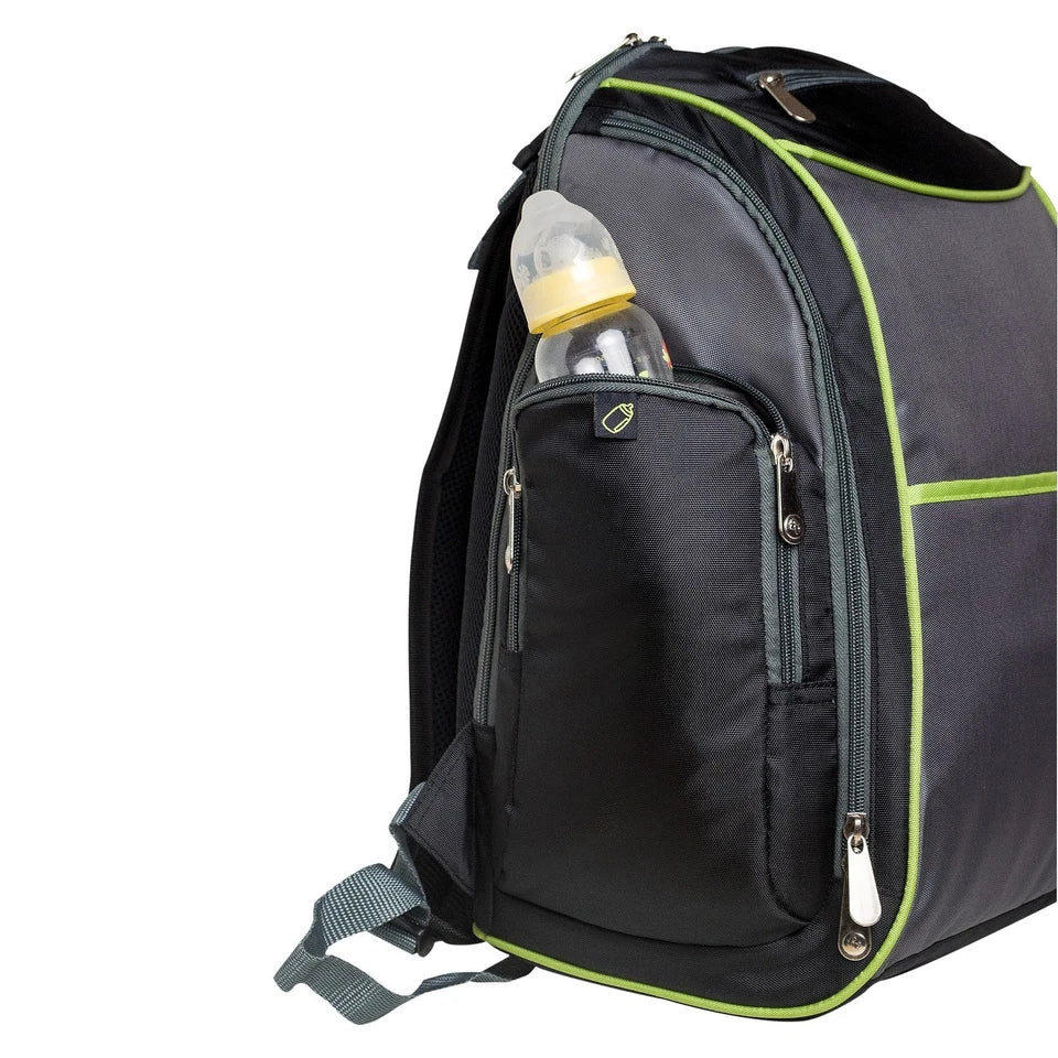 Pañalera tipo Mochila de Fisher-Price (negro, lima y gris)