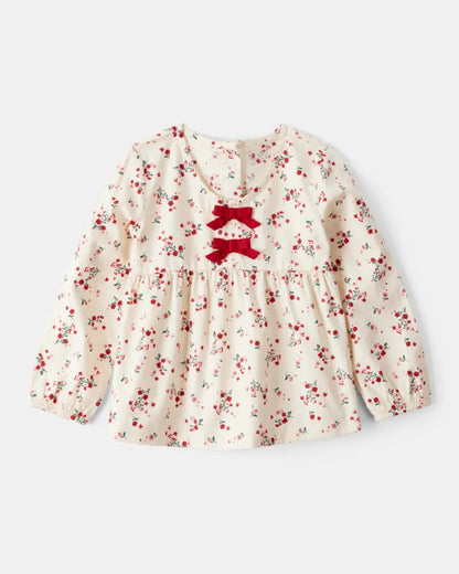 Blusa 100% Algodón De Estampado Floral Navideña Carter's