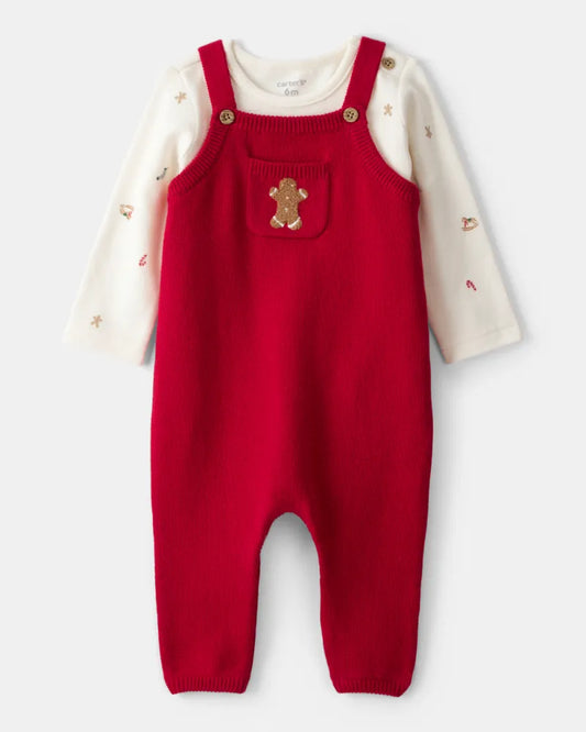 Conjunto De 2 Piezas Con Overol De Jengibre Navideño Carter's