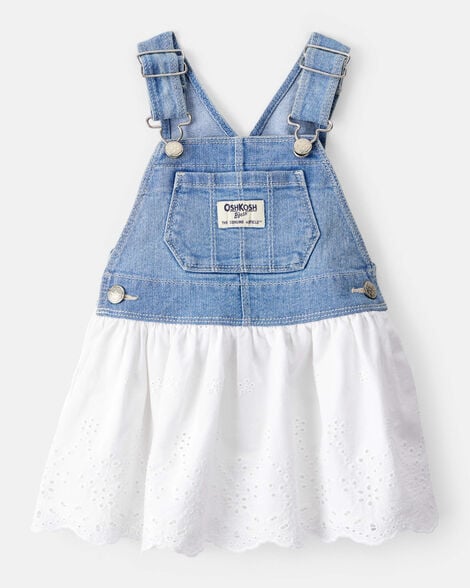 OshKosh B'gosh Vestido tipo jersey de mezclilla con ojales para bebé