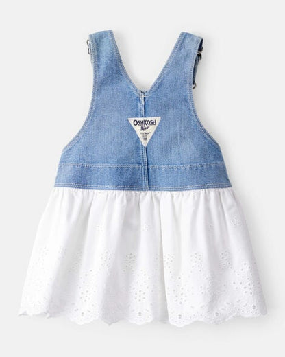 OshKosh B'gosh Vestido tipo jersey de mezclilla con ojales para bebé
