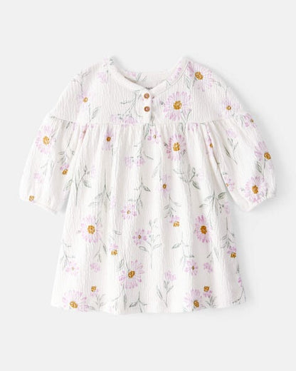 Carter's Vestido de gasa floral para niña - Blanco