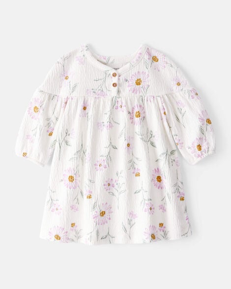 Carter's Vestido de gasa floral para niña - Blanco