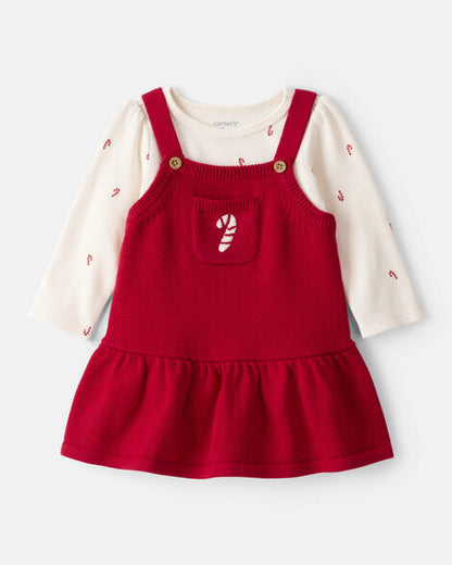 Conjunto De 2 Piezas Con Vestido De Bastoncitos Navideño Carter's