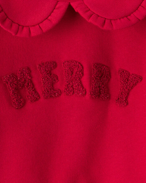 Sudadera Navideña De Manga Larga "Merry" En Rojo