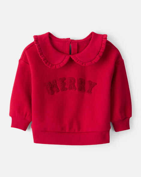 Sudadera Navideña De Manga Larga "Merry" En Rojo