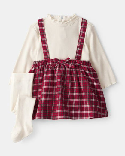 Conjunto De 2 Piezas Con Vestido A Cuadros Navideño Carter's