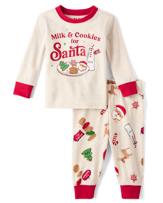 Pijama de algodón ajustado con diseño de leche y galletas - The Children’s Place