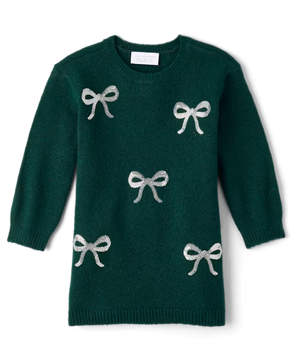 Vestido tipo suéter con chongo de lentejuela verde - The Children’s Place