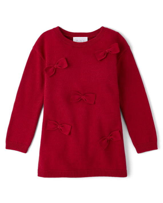 Vestido de suéter con chongos rojo - The Children’s Place