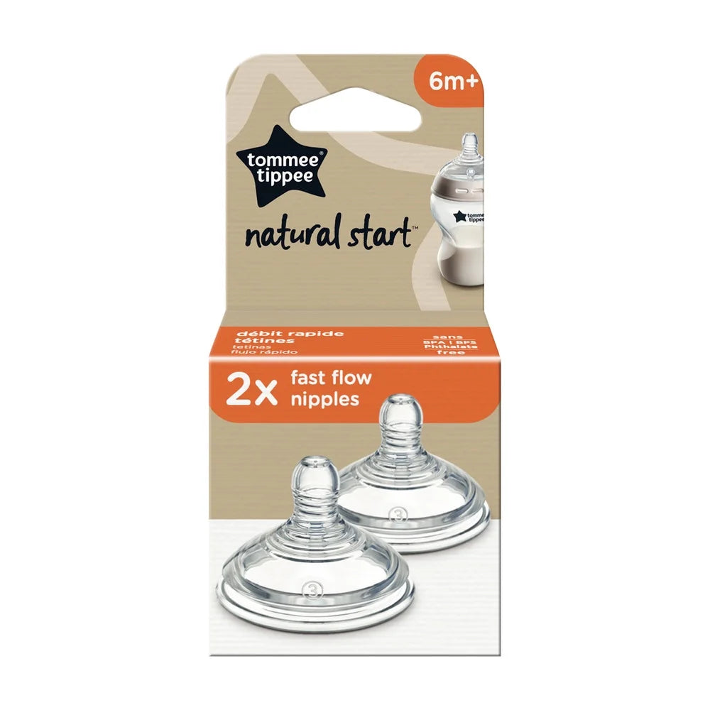 Mamaderas Tommee Tippee Natural Start, flujo rápido, a partir de los 6 meses, paquete de 2