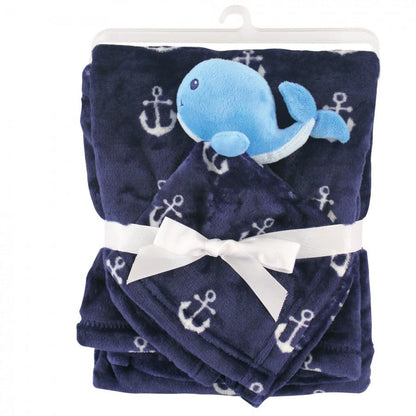 Manta a juego con peluche de apego Ballena