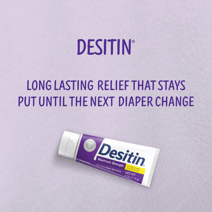 Crema Desitin para la dermatitis del pañal del bebé, máxima potencia, con óxido de zinc, 4 oz
