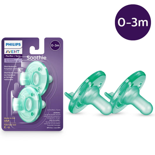 Chupete Philips Avent (0-3 meses), verde aqua, paquete de 2