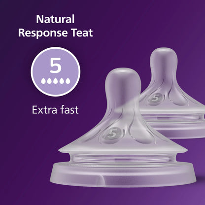 Mamaderas Philips Avent Natural Response, flujo extra rápido (Flujo 5), paquete de 2