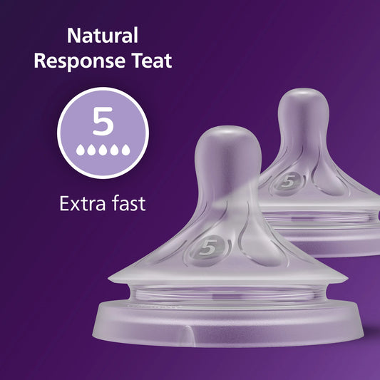 Mamaderas Philips Avent Natural Response, flujo extra rápido (Flujo 5), paquete de 2