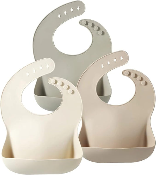 Baberos de silicona para bebé (paquete de 3)