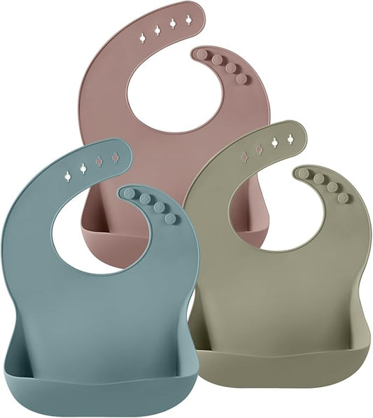Baberos de silicona para bebé (paquete de 3)