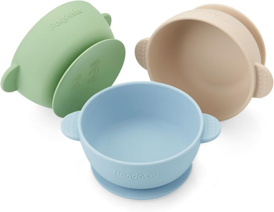 Paquete de 3 tazones con ventosa para bebé sin BPA (multicolor)