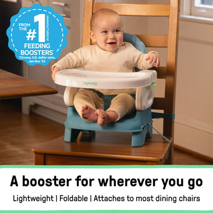 Asiento elevador de confort deluxe de Ingenuity para silla de cocina, pliegue compacto, portátil, ligero, asiento elevador para niño pequeño para mesa de comedor, desde 6 meses hasta 3 años