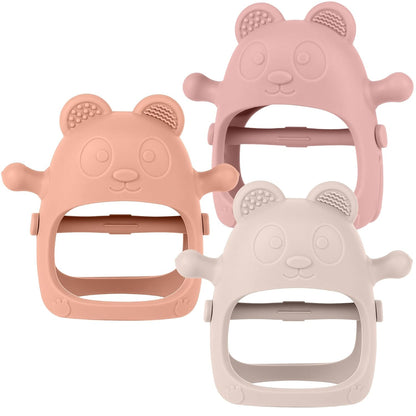 Set de 3 juguetes para la dentición del bebé, manopla de silicona sin BPA