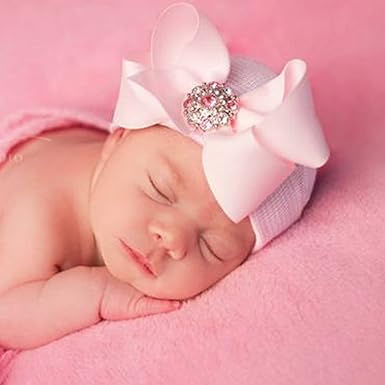 Gorros de bebé recién nacida con lazo de algodón