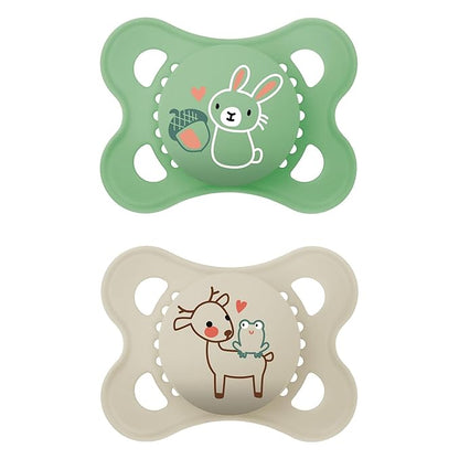 Chupetes MAM Original Matte, 0-6 meses, verde/crema