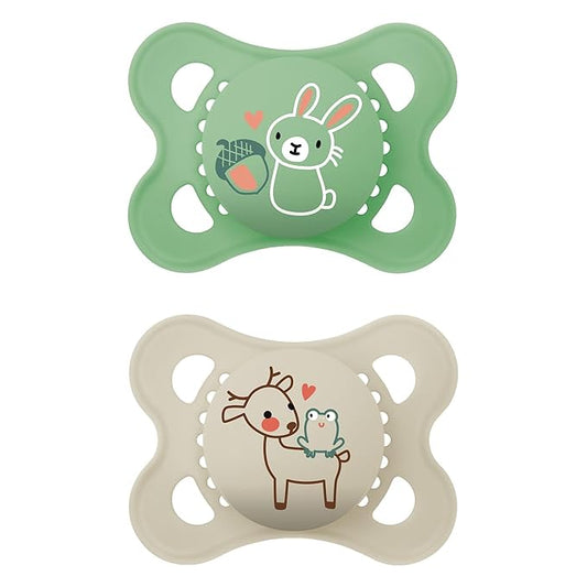 Chupetes MAM Original Matte, 0-6 meses, verde/crema
