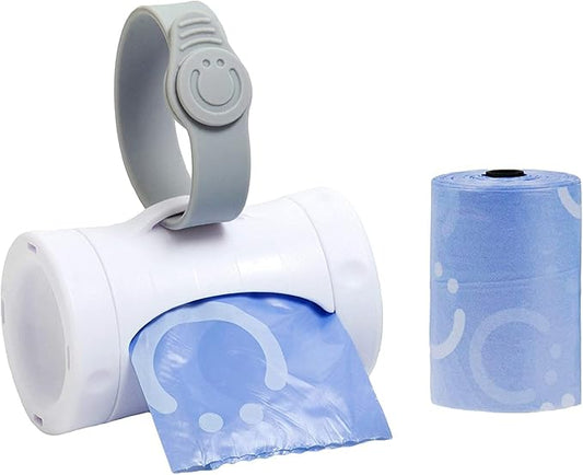 Dispensador de bolsas grises Ubbi On The Go y recambio de bolsas para desechos