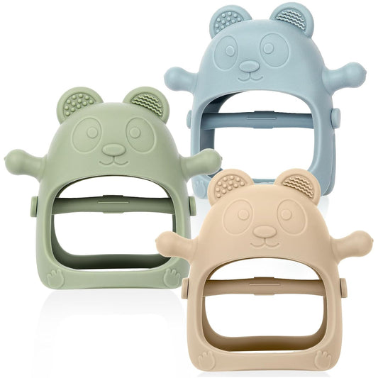 Set de 3 juguetes para la dentición del bebé, manopla de silicona sin BPA